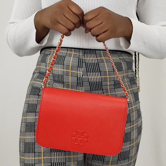 Tory Burch Thea Clutch in Brilliant Red - Picture 1 of 7